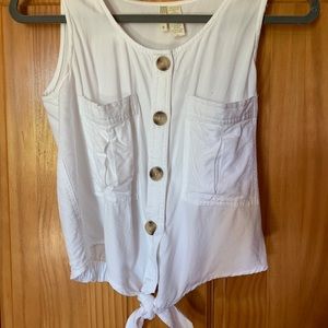 White Button Down Tank